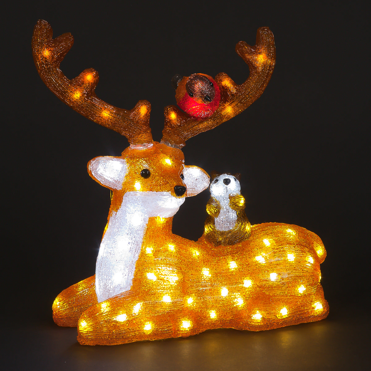40cm Acrylic Sitting Deer with 80 Warm White LEDs