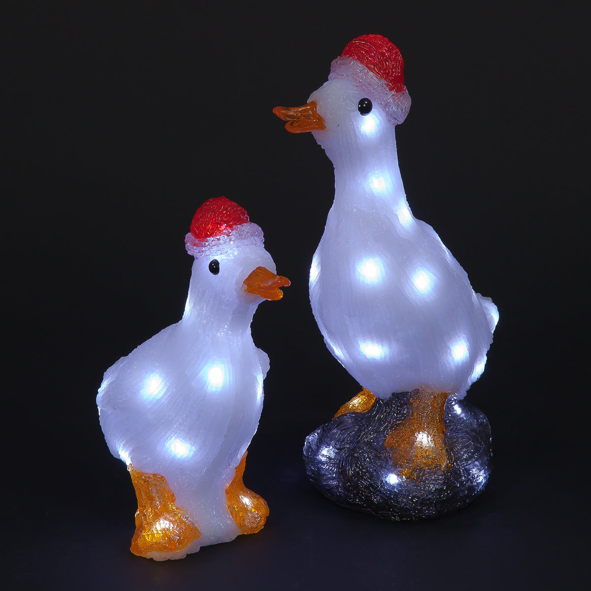 Acrylic Santa Duck Decor with 50 Warm White LEDs