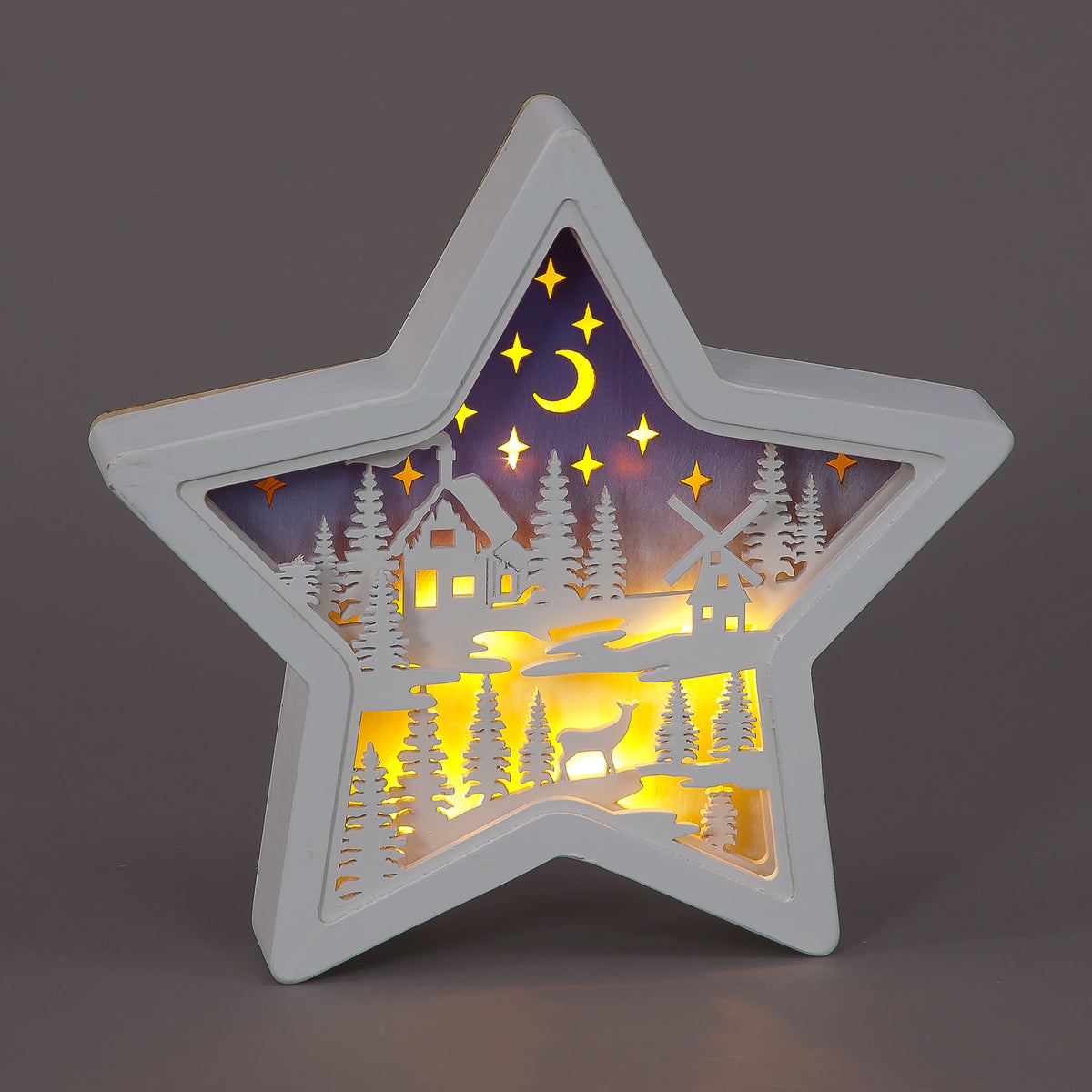 23cm Wooden Star Night Scene Decoration
