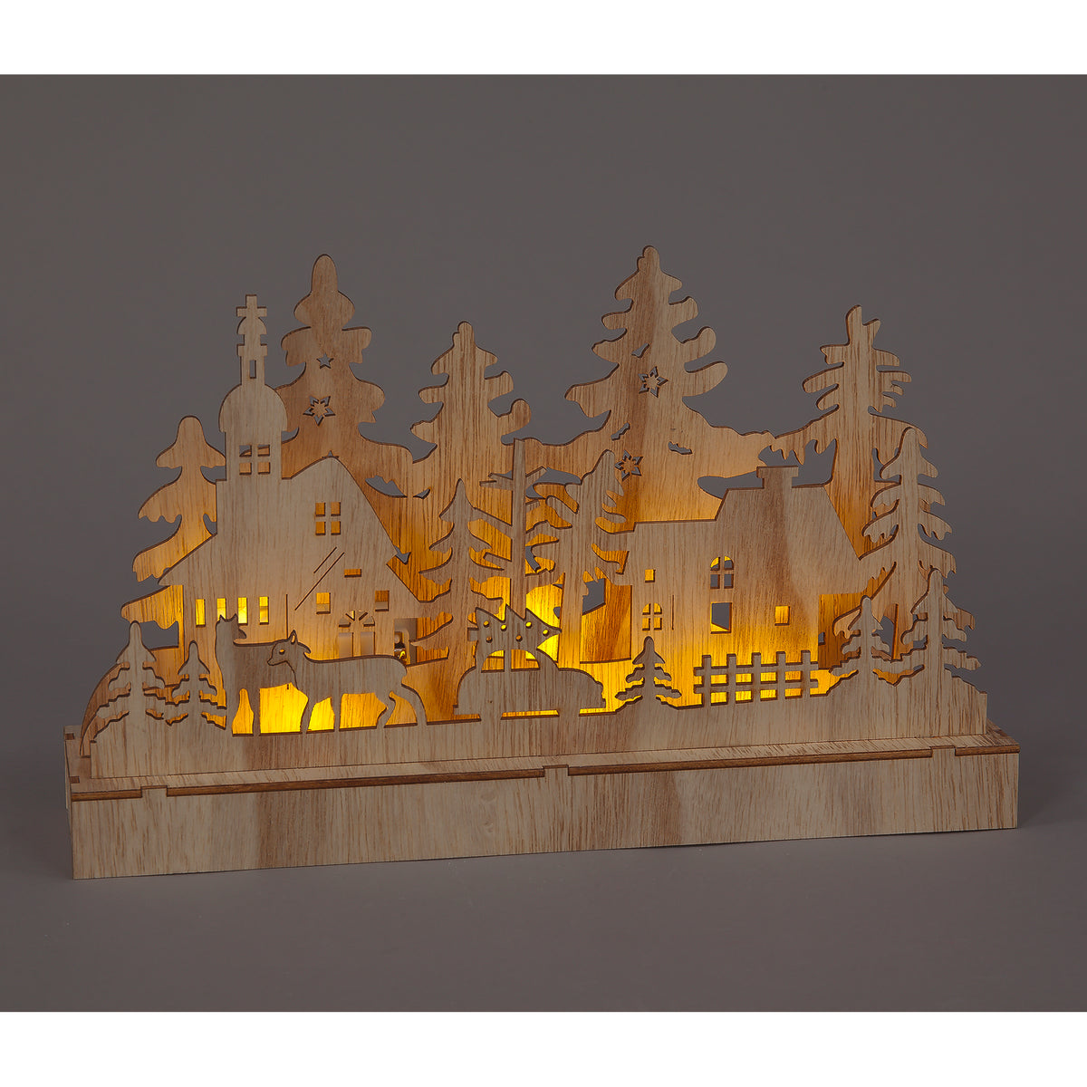 19cm Wooden Village Scene Decoration