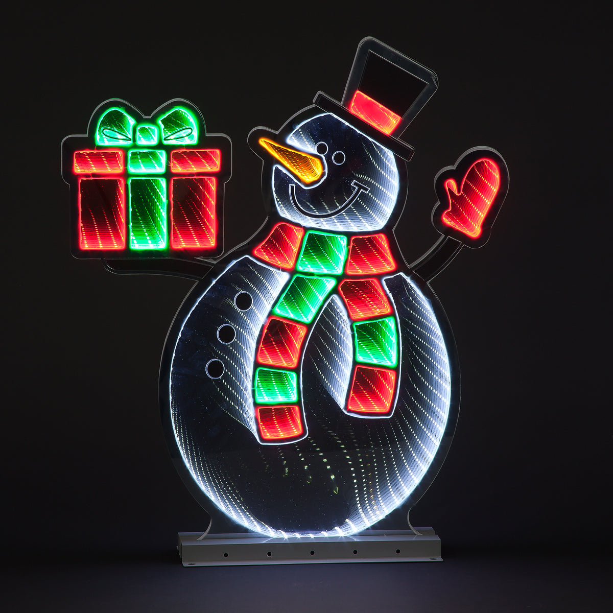 60cm Infinity Snowman with Present Decoration