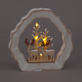 15cm Wooden Tree Decoration Featuring Deer Scene