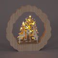 22cm Wooden Village with Deer Scene