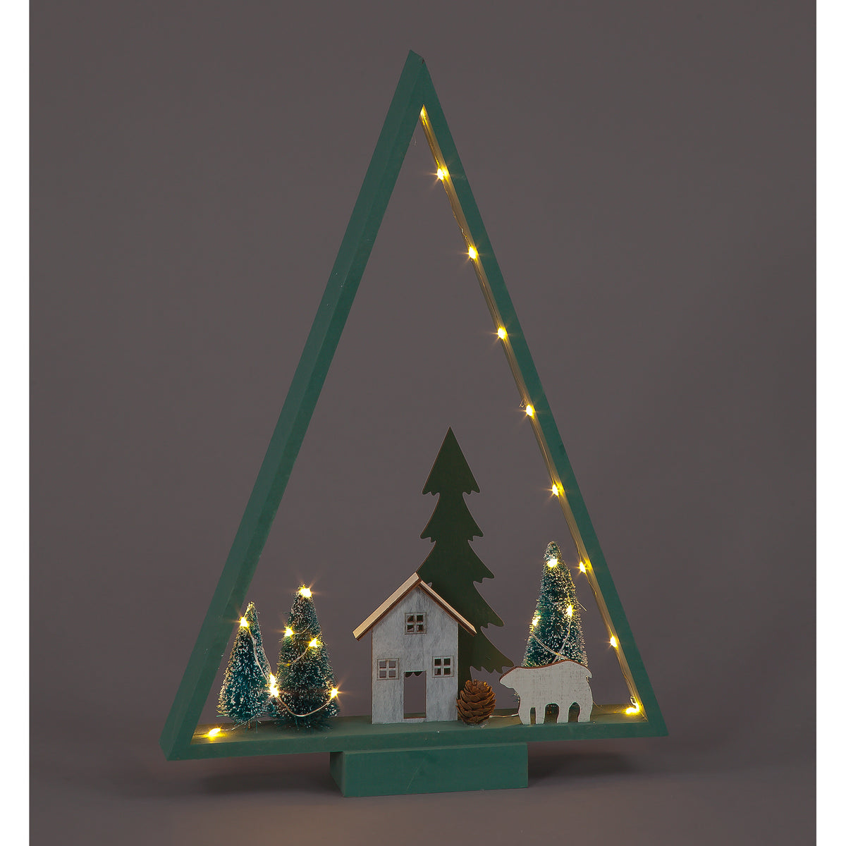 43cm Wooden Tree Decoration with Scenic Details
