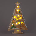 Wooden Tree with Village Scene - 43cm Holiday Decor