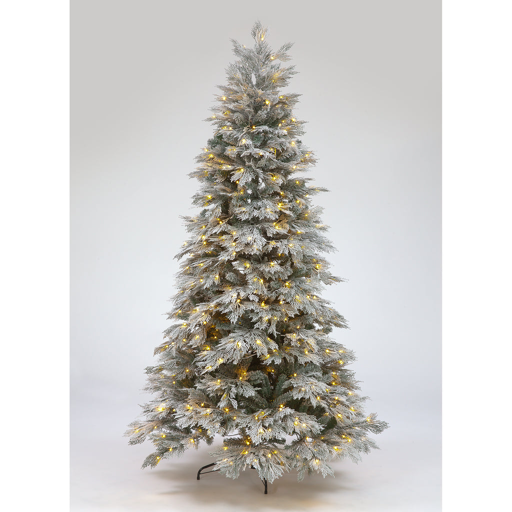 210cm Mont Blanc Flocked Tree with 500 Warm & Multi-coloured LEDs