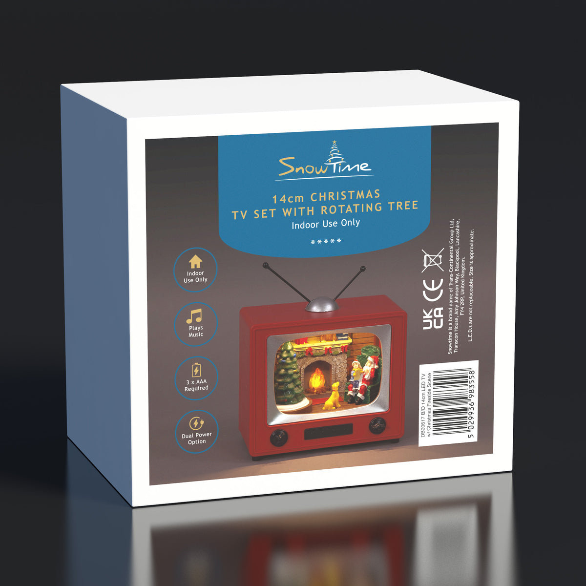 14cm LED TV with Christmas Fireside Scene