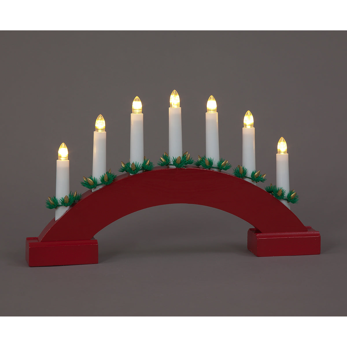 LED Red Wooden Candle Arch for Cozy Winter Nights