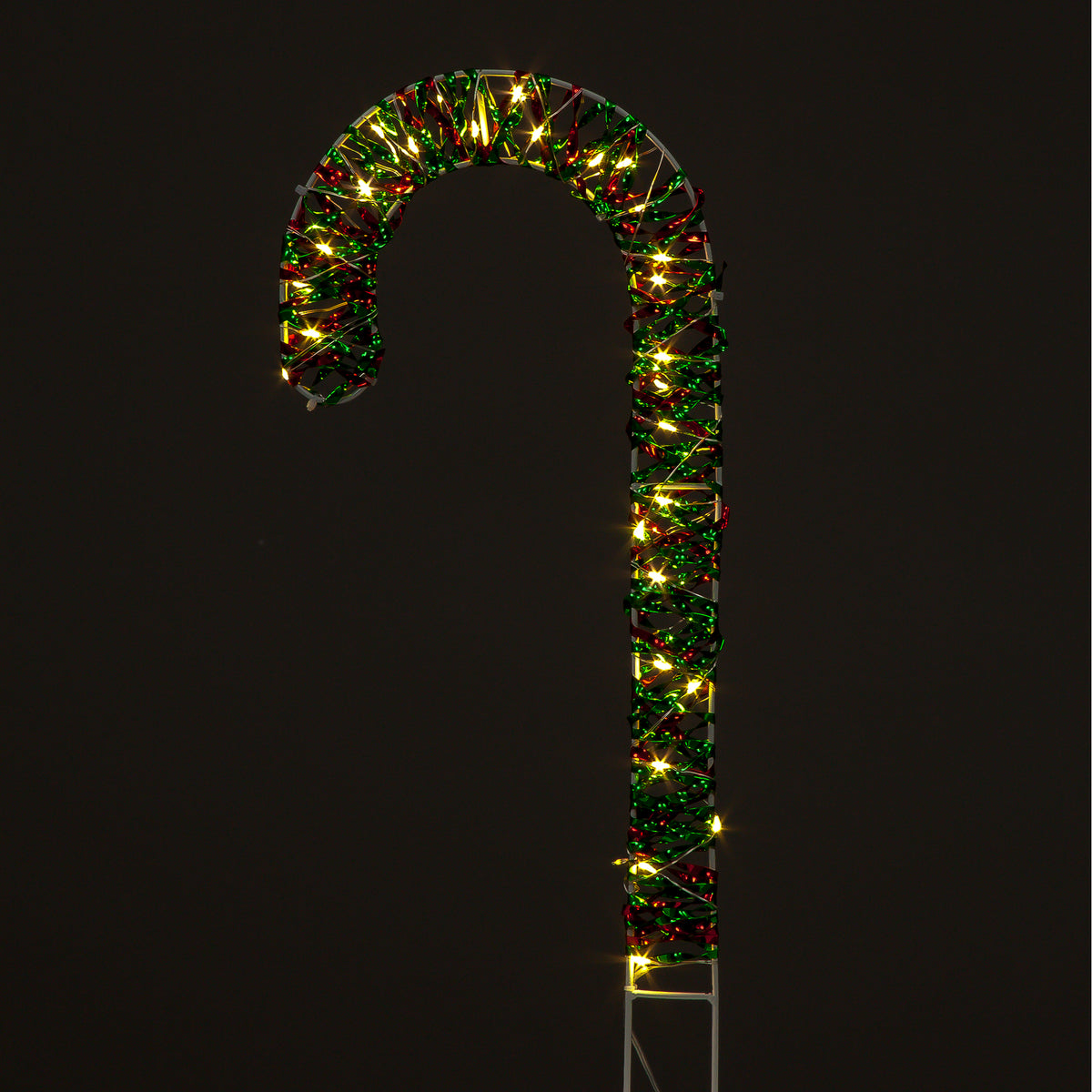 50cm Red & Green Candy Cane with 40 Warm White LEDs - Cheerful Decor