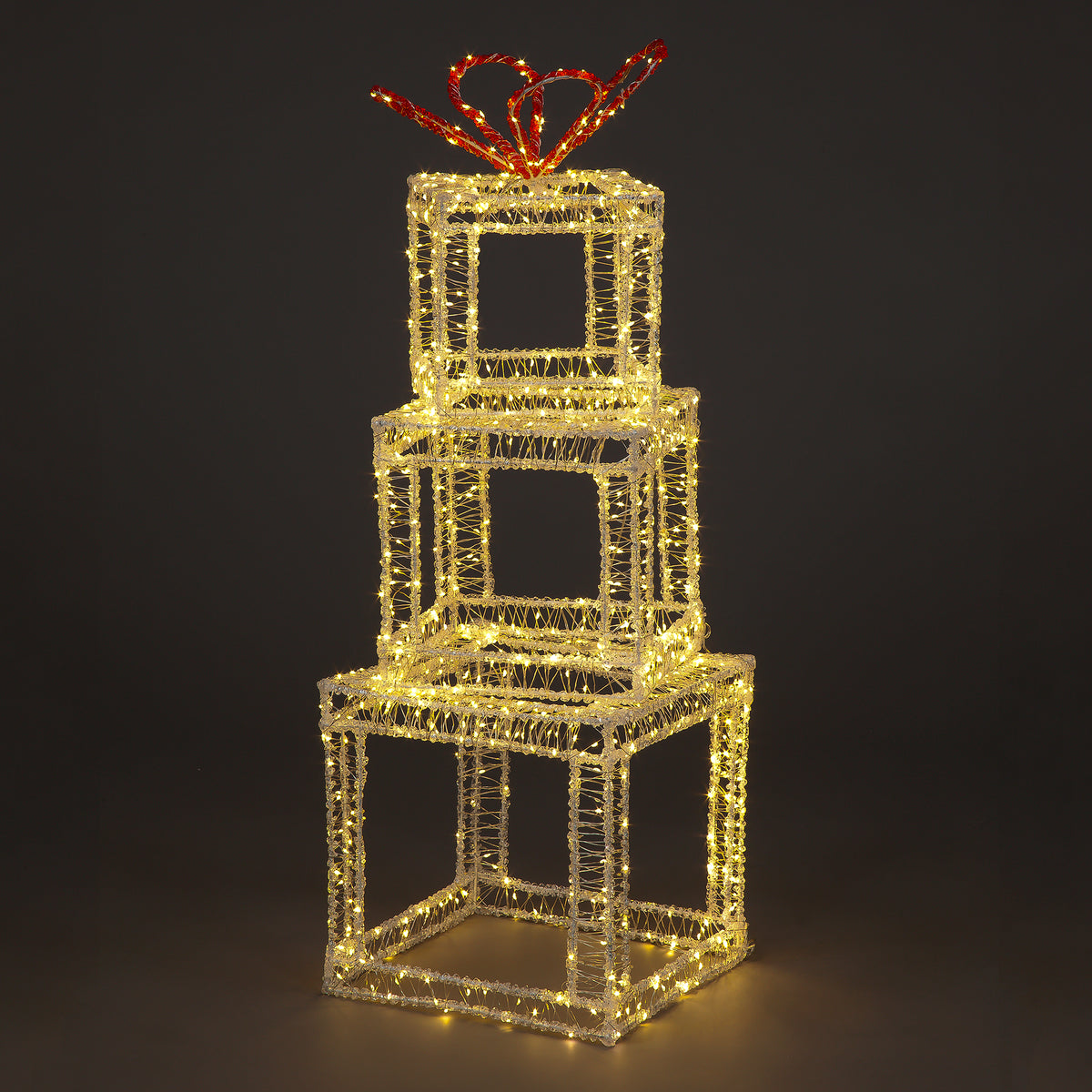 Set of 3 LED Acrylic Gift Boxes - 1200 Warm White Lights