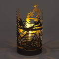 22cm Metal Lantern with Charming Village Scene