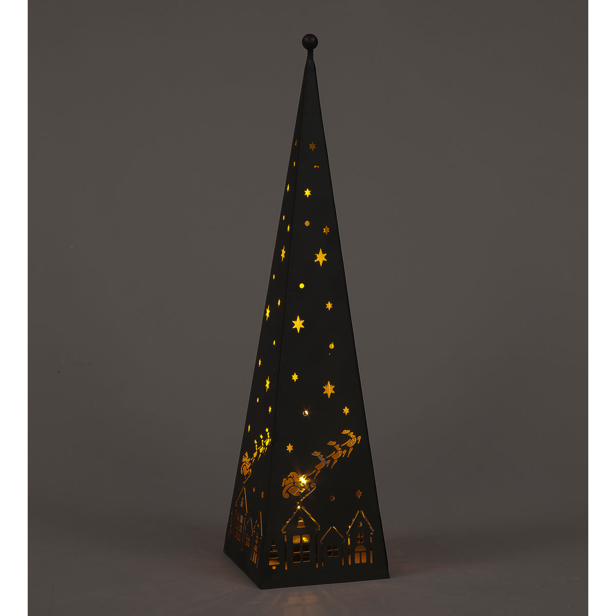Metal Cone with Christmas Scene - 41cm & 20 LEDs