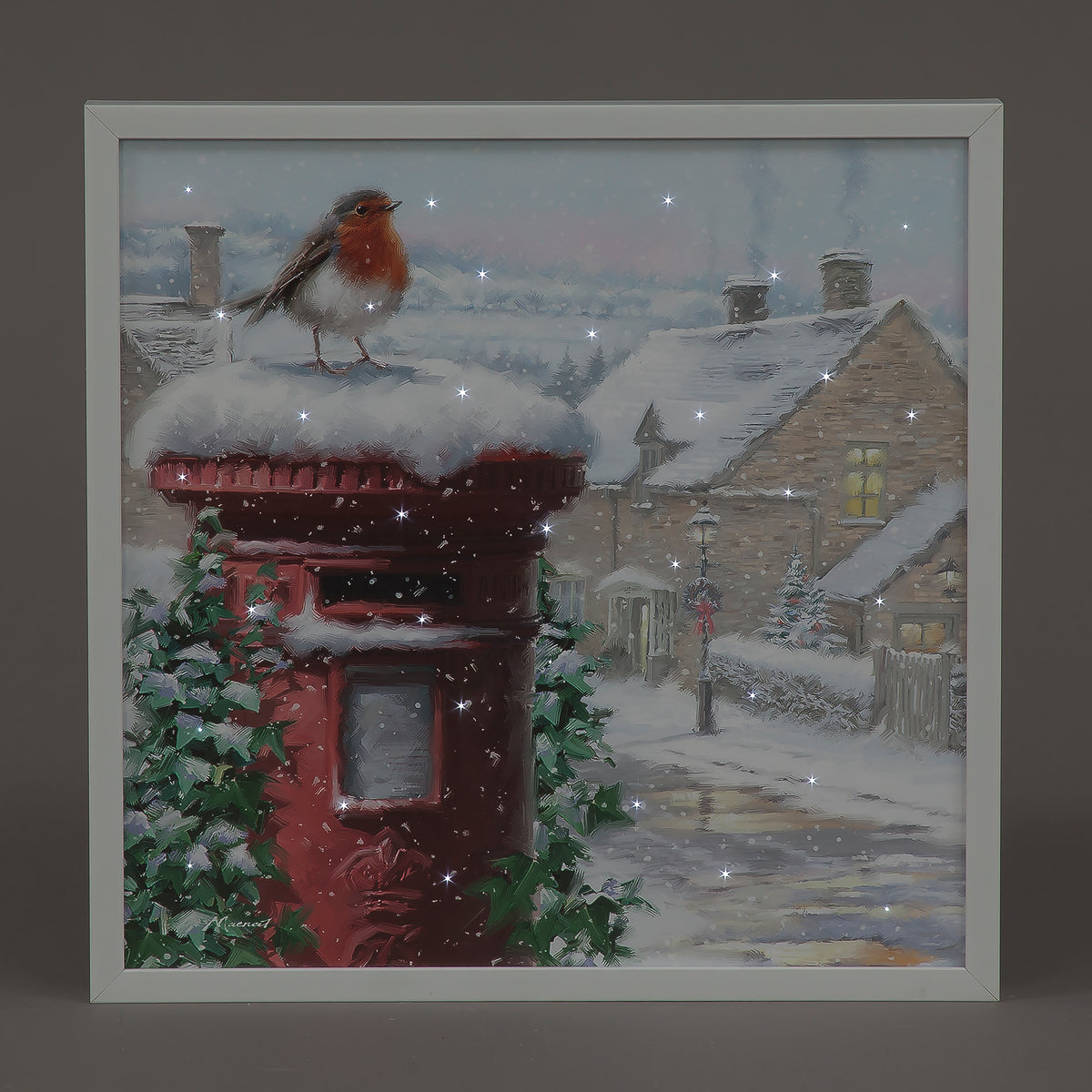 LED Wall Art - 40x40cm Robin Postbox Design