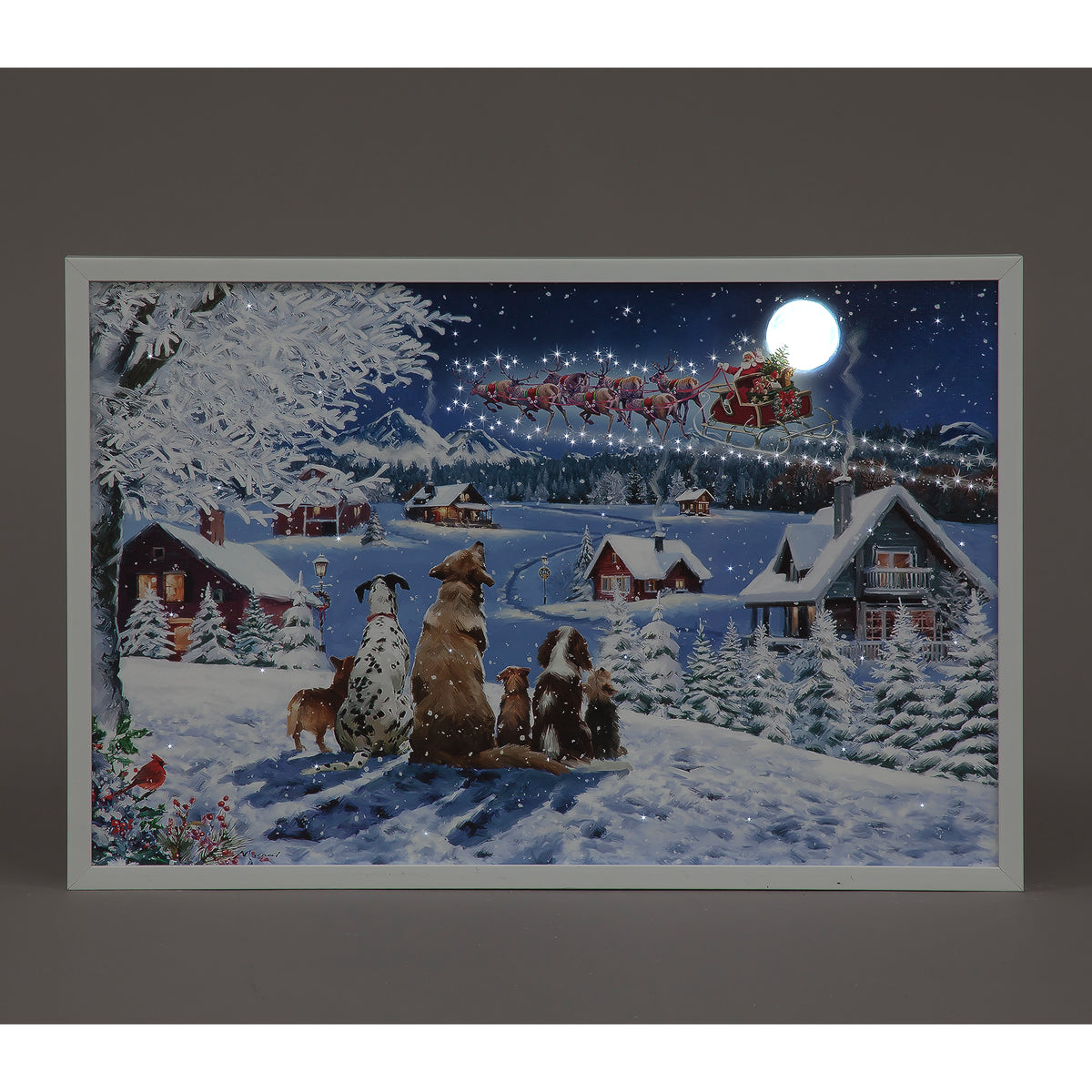 Dogs Watching Santa Wall Art - 40x60cm LED Decor