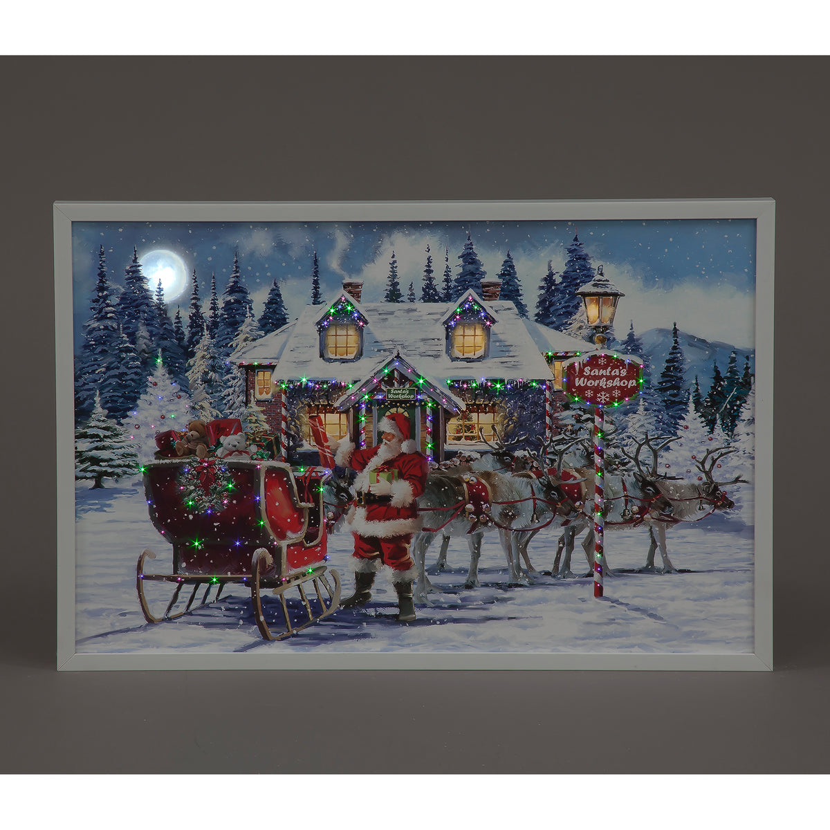 40x60cm LED Wall Art - Santa Workshop Scene
