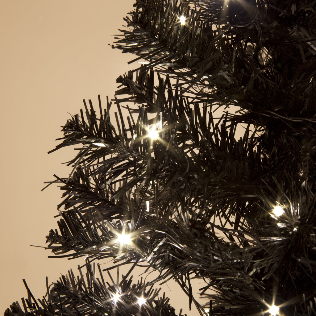 Pre-Lit Deluxe Black Christmas Tree with Warm White LEDs