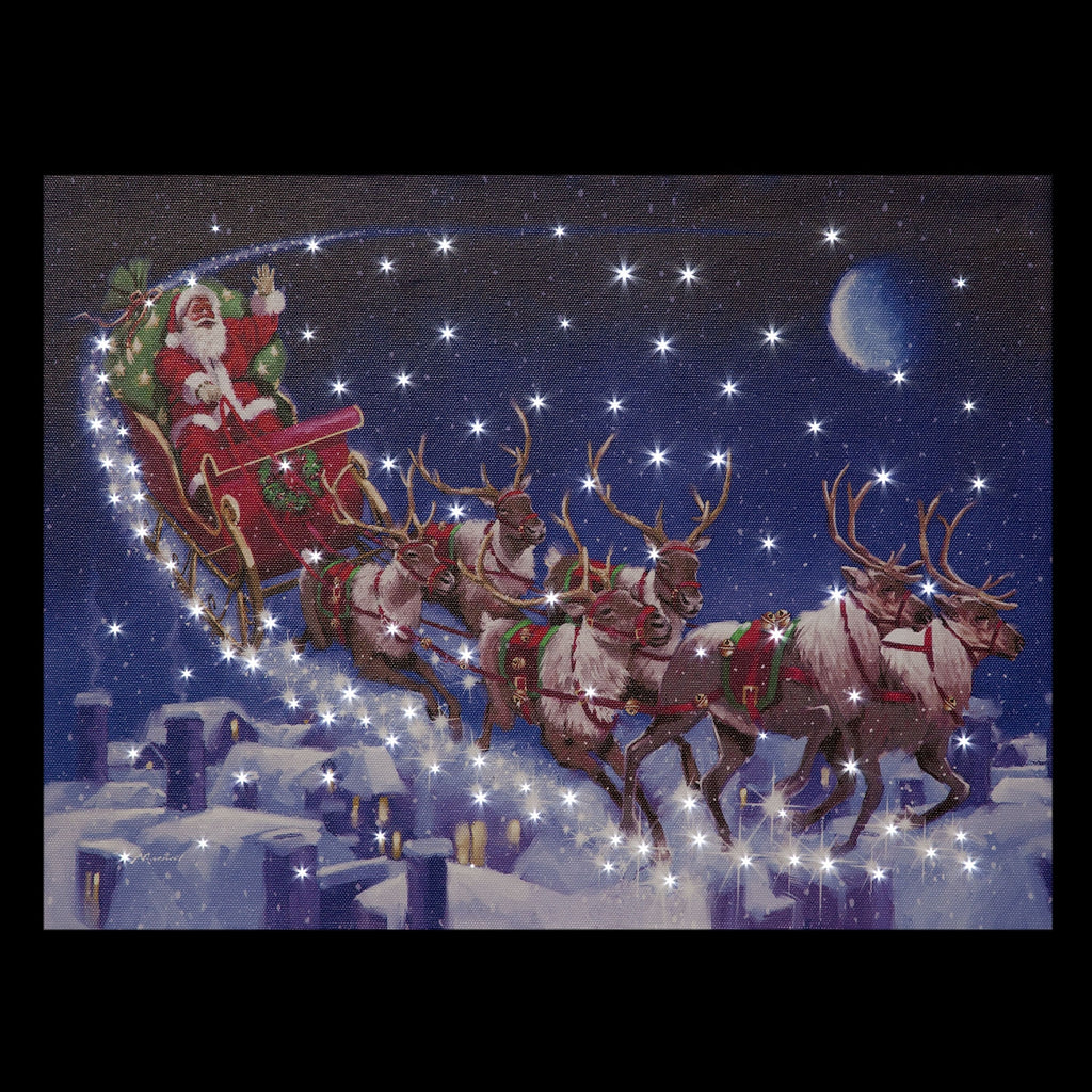 Fibre Optic Santa's Sleigh Canvas by Richard Macneil 40cm x 30cm