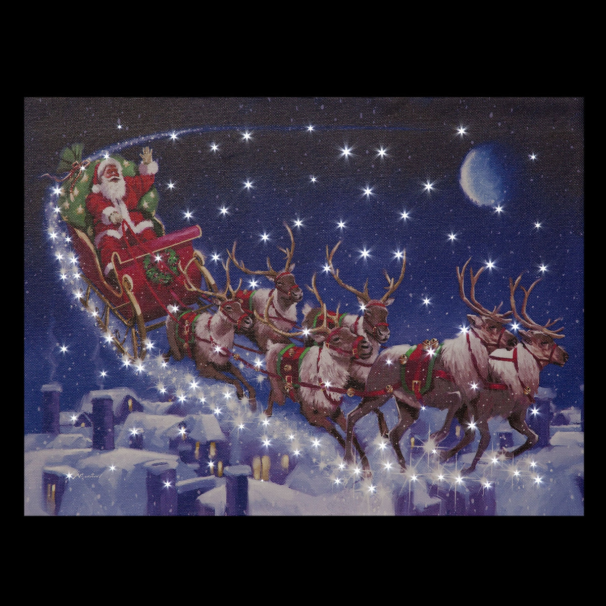 Fibre Optic Santa's Sleigh Canvas by Richard Macneil 40cm x 30cm