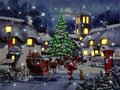 Fibre Optic LED Christmas Santa & Village Canvas (40cm x 30cm)