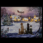 Fibre Optic "Dogs Watching Santa" Canvas 40cm x 30cm