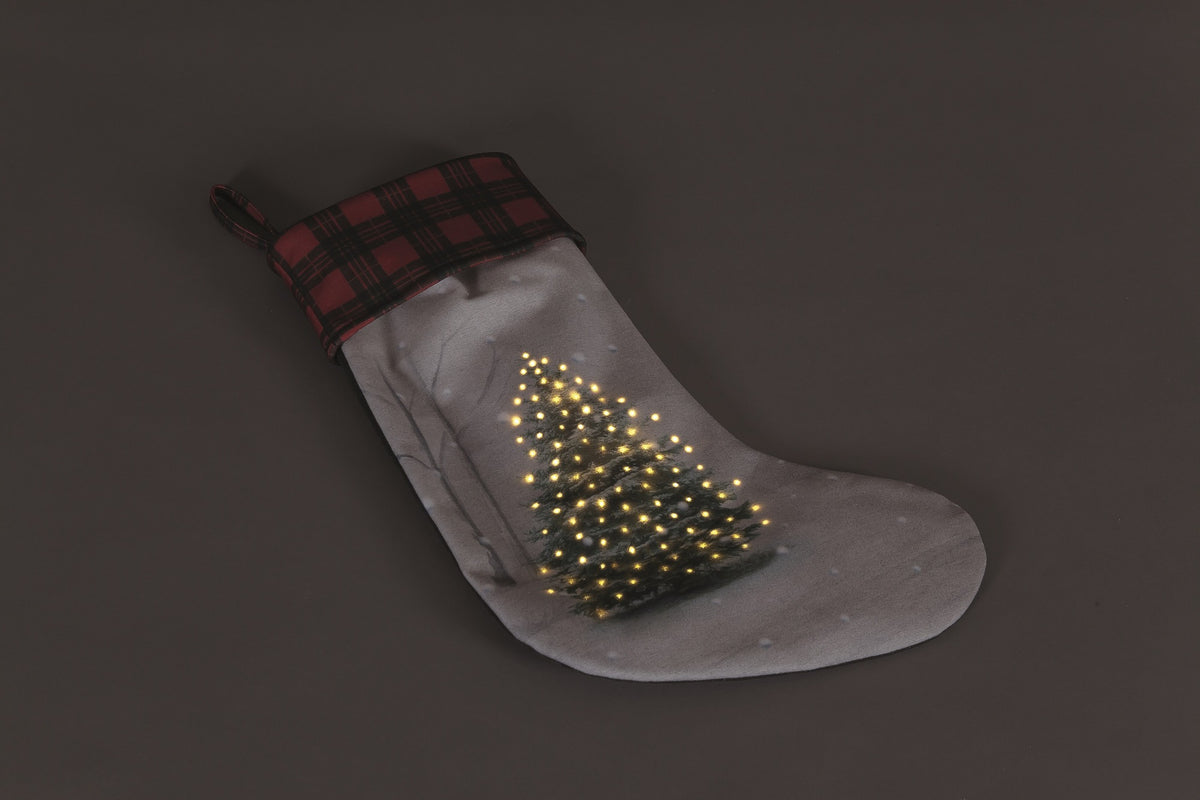 Battery operated Fibre Optic 50cm Stocking Tree In Winter Scene