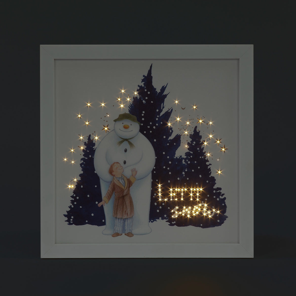 Fiber Optic 'Let It Snow' The Snowman Canvas 30x30cm