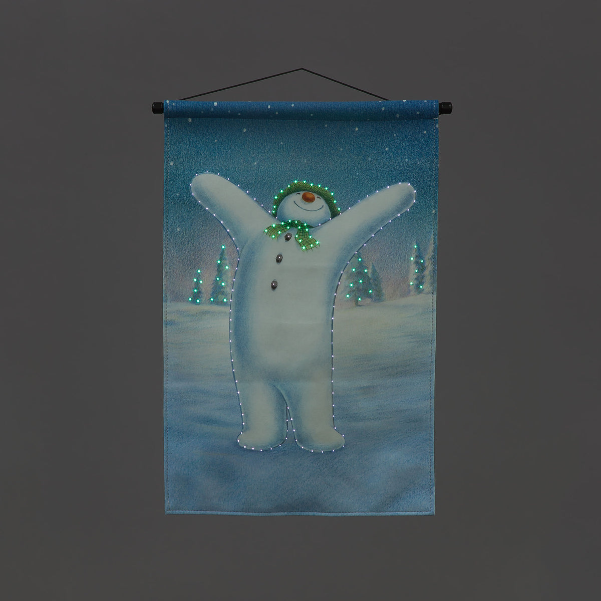 Battery Operated Fibre Optic 40x60cm The Snowman Coming Alive Tapestry Christmas Decoration