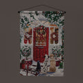 Battery Operated Fibre Optic 40x60cm Tapestry Red Door Remote Christmas Decoration