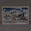 Battery Operated Fibre Optic 40x60cm Framed Canvas Santa Express White Remote Christmas Decoration