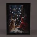 Battery Operated Fibre Optic 30x40cm Framed Canvas Puppy & Child Christmas Decoration