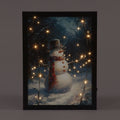 Battery Operated Fibre Optic 30x40cm Framed Canvas Snowman in Hat & Scarf Christmas Decoration