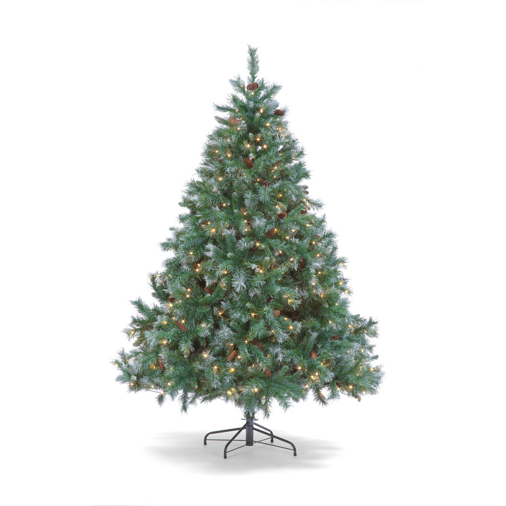 Frosted Emerald Pre-Lit Fir Hinged Christmas Tree