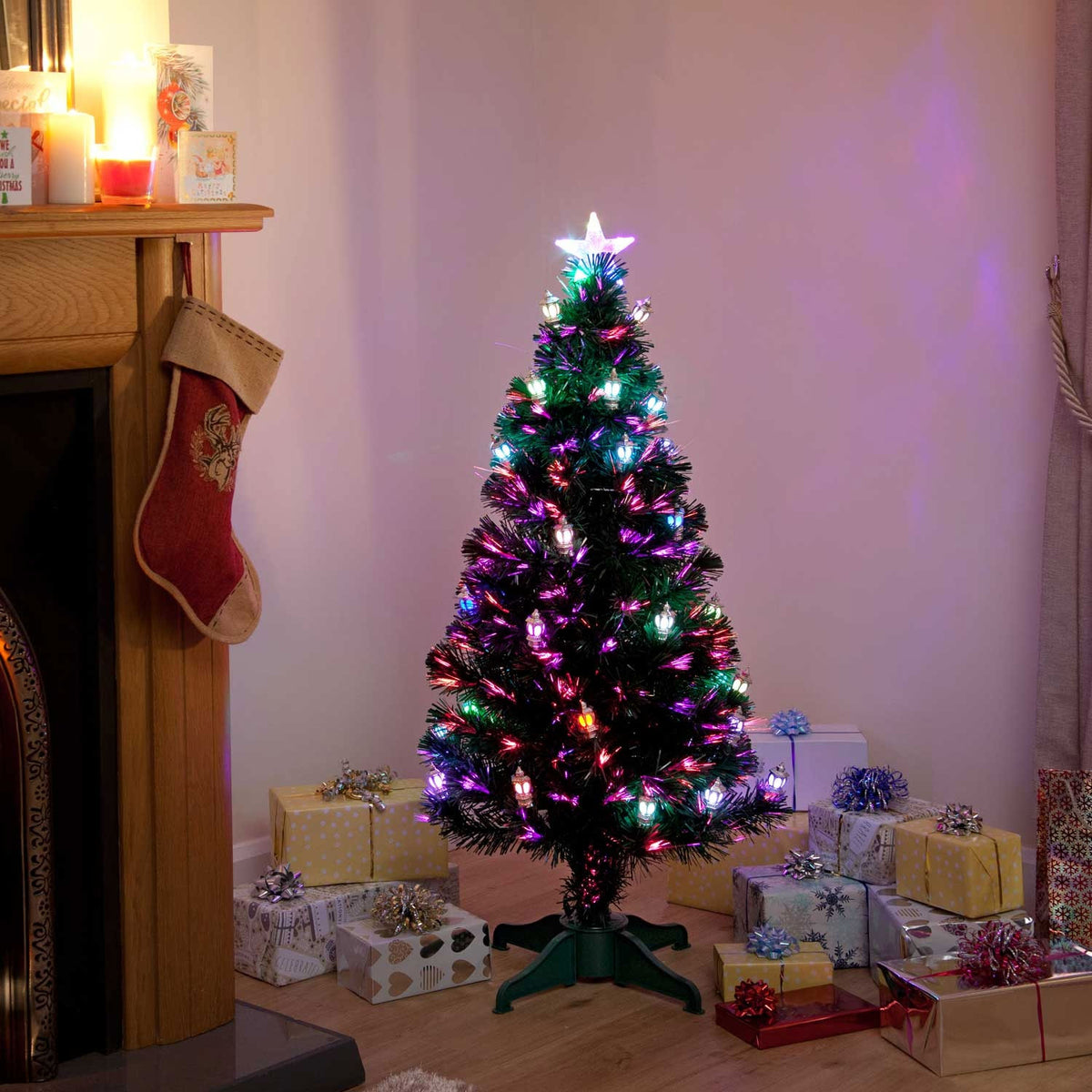 Victoriana Colour Changing Lantern Fibre Optic Christmas Tree