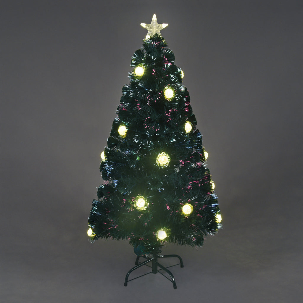 Gold Pom Pom Fibre-Optic Pre-Lit Christmas Tree