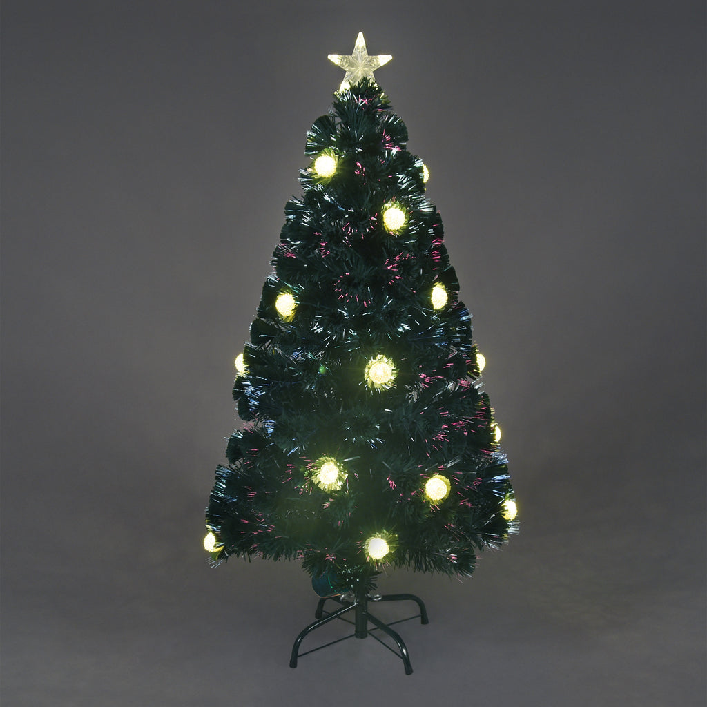 Gold Pom Pom Fibre-Optic Pre-Lit Christmas Tree