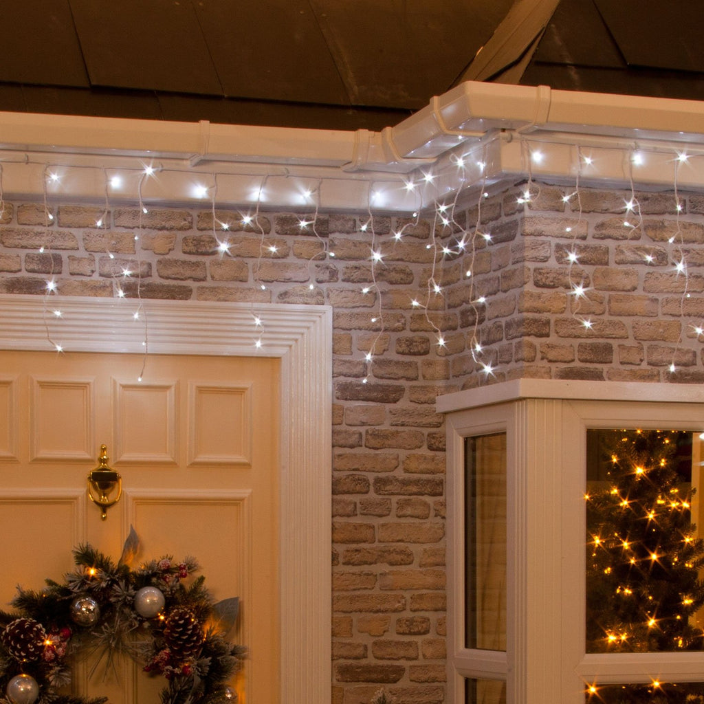 200 / 400 / 600 LED Multifunction Christmas Ice White Icicle Chaser Lights with Timer