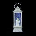 28cm White Water Lantern with Cool LED Snowman