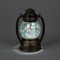 Battery Operated 18.7cm Water Lantern With Snowman Trio Ice White LEDs