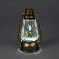 Battery Operated 24cm Golden Water Lantern w/Santa/Ice White LEDs Christmas Decoration