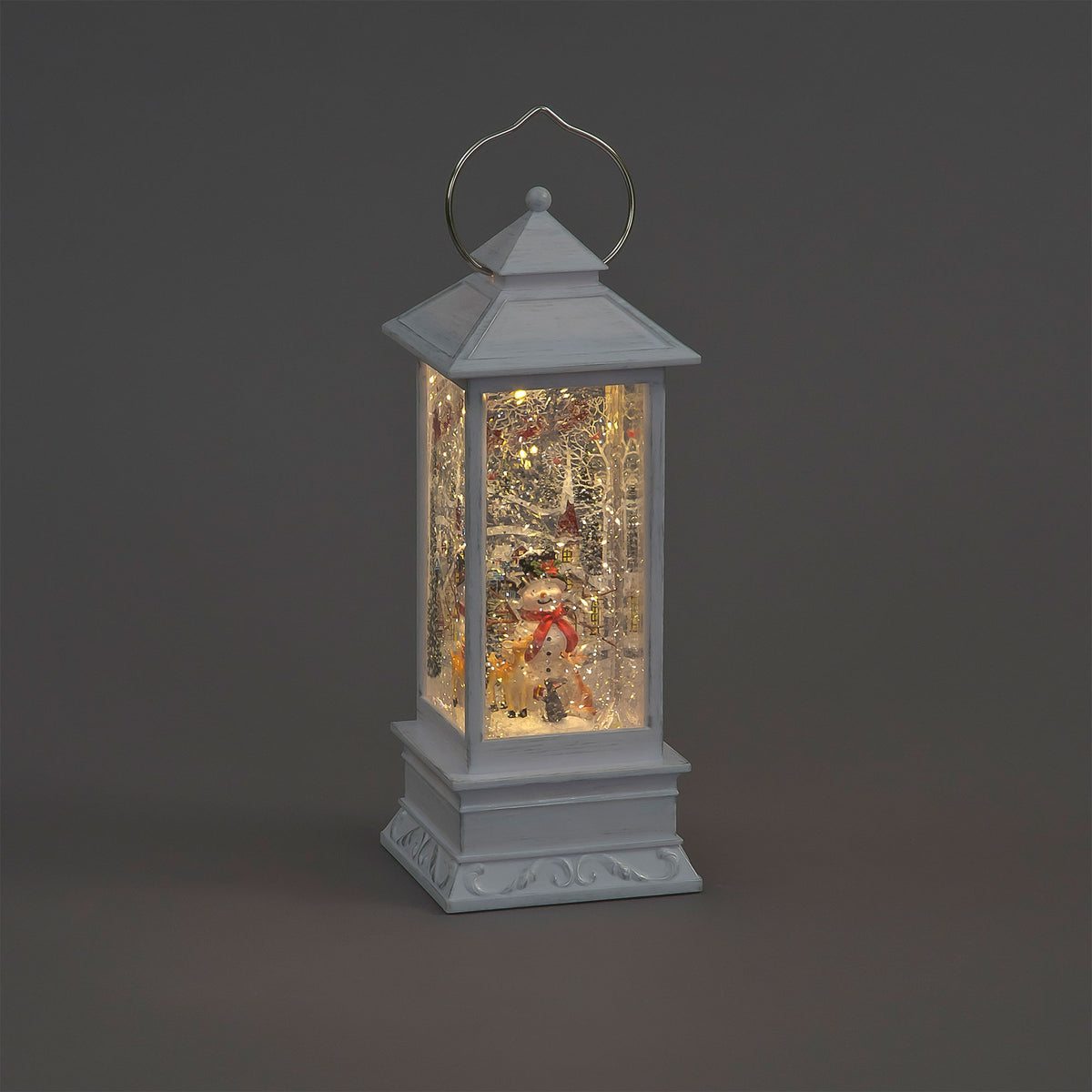 31cm Water Lantern Featuring Snowman With Warm White LEDS