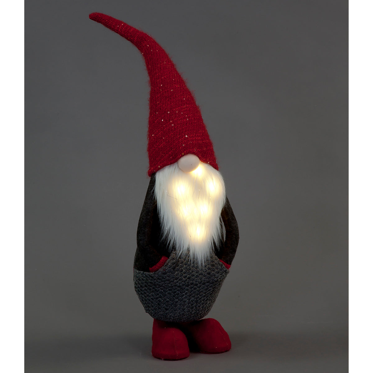 Battery Operated 79cm LED Plush Standing Santa Gonk