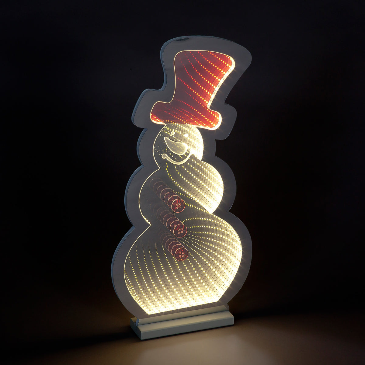 60cm LED Infinity Snowman Decoration – Red & Ice White, Outdoor Safe