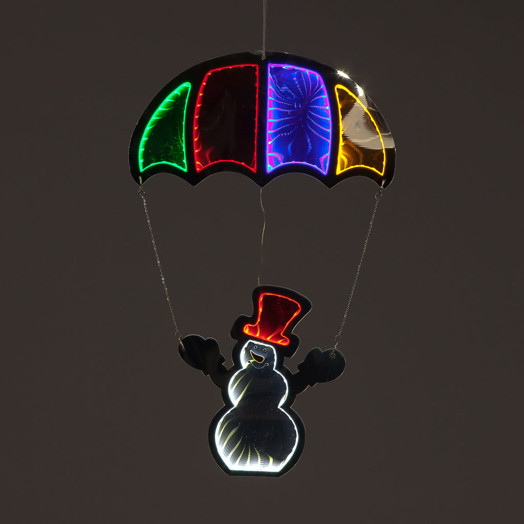 Multi Coloured Infinity Hanging Parachute Snowman
