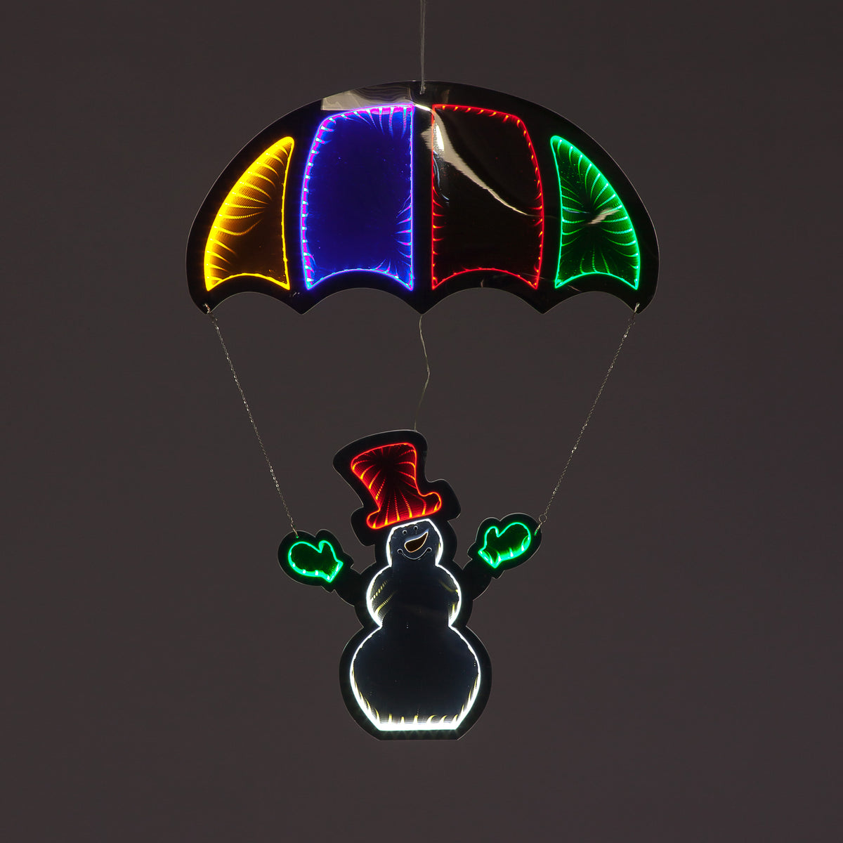 Multi Coloured Infinity Hanging Parachute Snowman