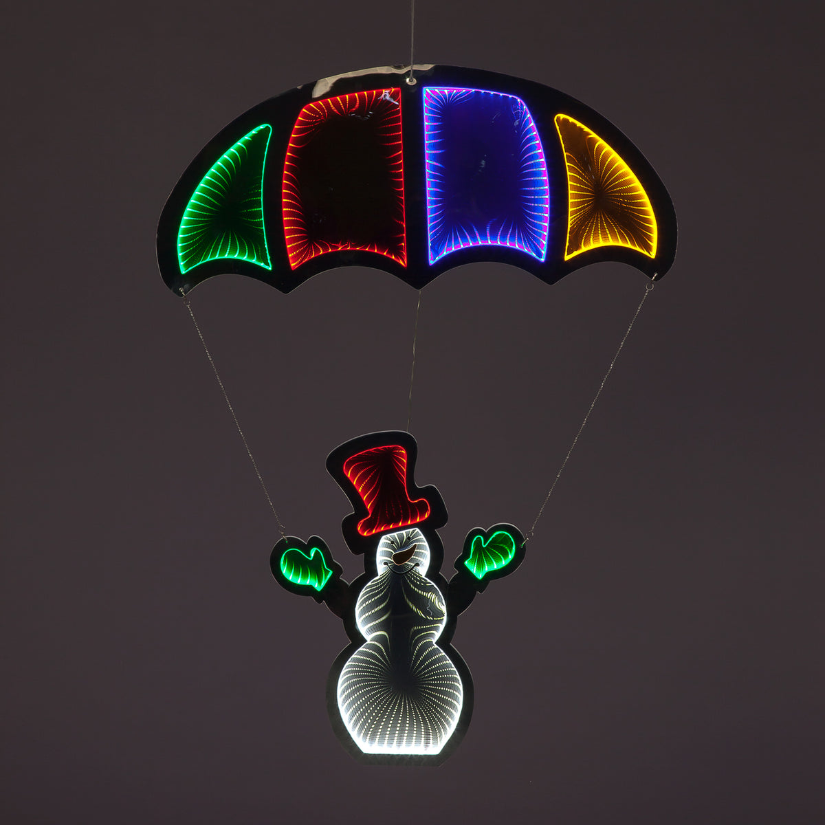 Multi Coloured Infinity Hanging Parachute Snowman