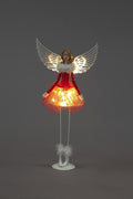 Battery Operated 54cm LED Standing Angel With Red Skirt