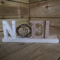 12cm Wooden Noel Sign with Snowflake & 18 LEDs