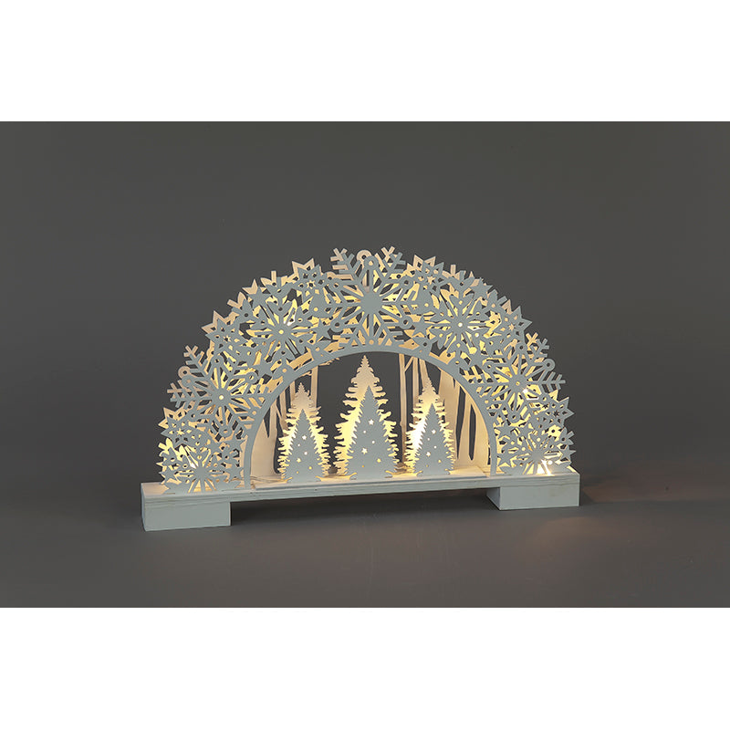 Battery Operated White Wooden Arch with 16 Warm White LED's
