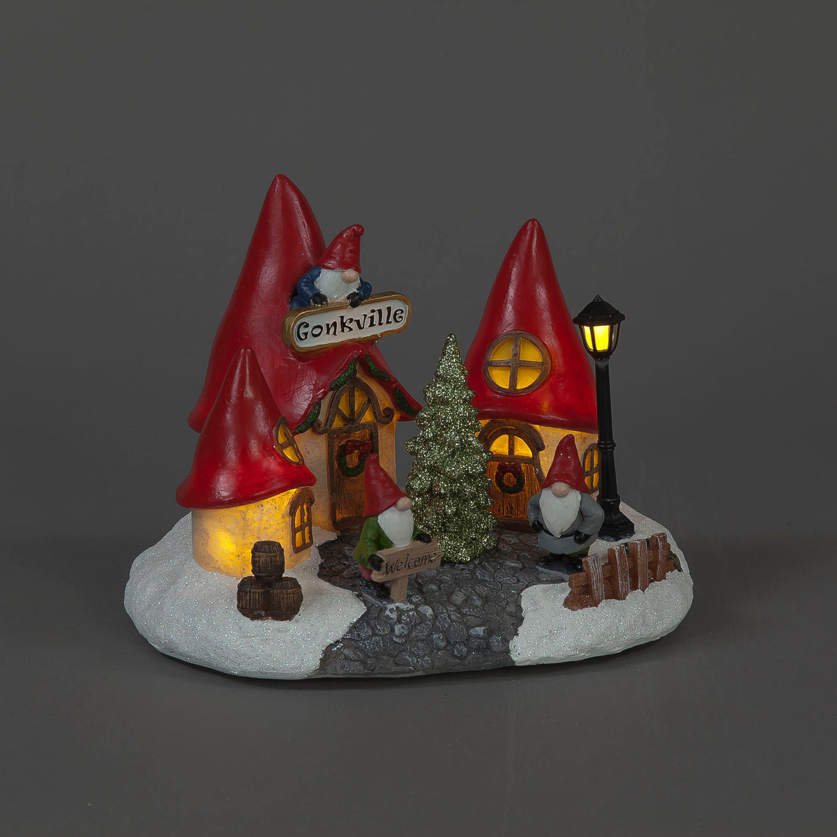 Battery-Operated Gonkville Christmas Village with LED Lights