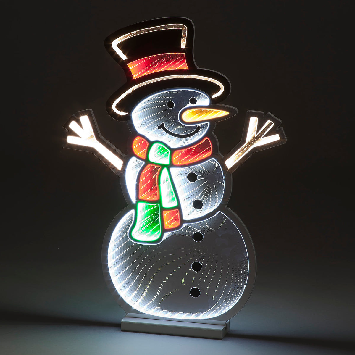60cm Infinity Standing Snowman w/Scarf / Metal Base Outdoor Christmas Decoration